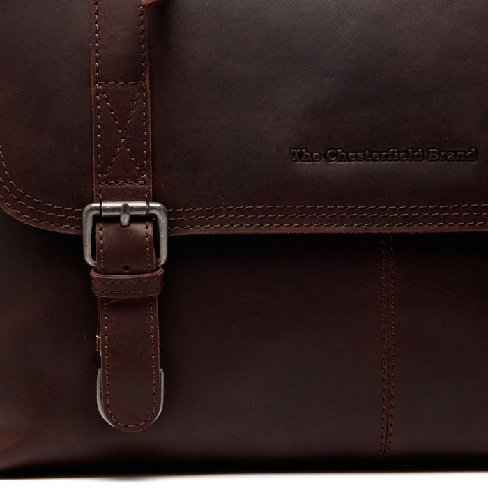 Geanta de laptop din piele naturala, The Chesterfield Brand, Veneto 14 inch, Maro inchis [3]