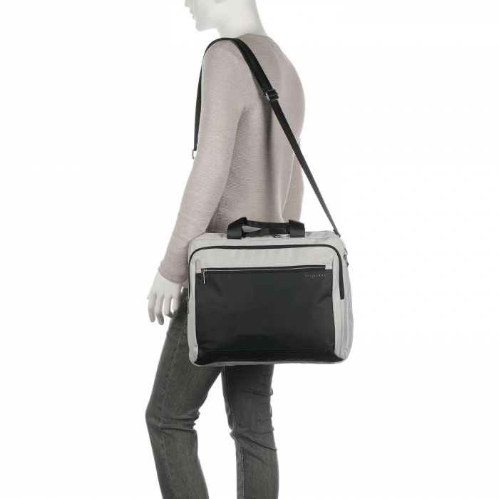 Geanta de laptop si documente, unisex, bugatti, seria Sera, Gri deschis / Negru [5]
