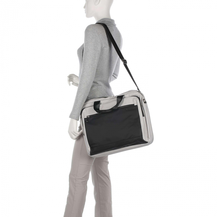Geanta de laptop si documente, unisex, bugatti, seria Sera, Gri deschis / Negru [4]