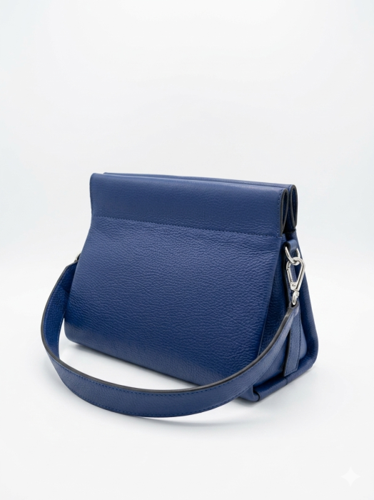 Geanta de mana si umar Massimo Castelli, piele naturala, Bleumarin [5]