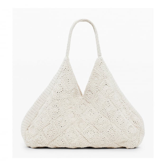 Geanta de plaja, Desigual, seria Maxi Crochet, Alb [4]