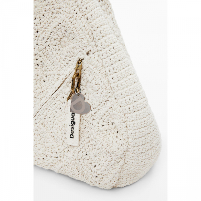 Geanta de plaja, Desigual, seria Maxi Crochet, Alb [5]