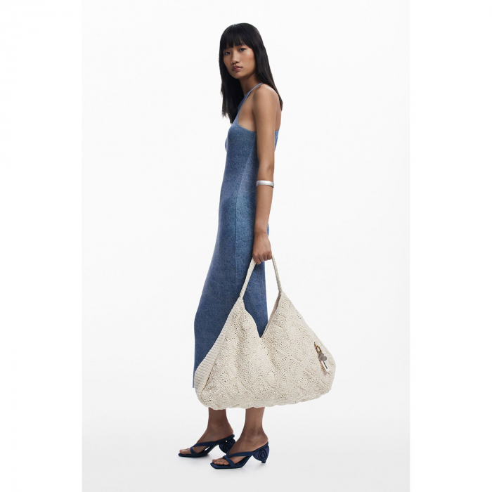 Geanta de plaja, Desigual, seria Maxi Crochet, Alb [2]