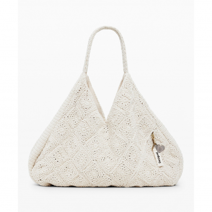 Geanta de plaja, Desigual, seria Maxi Crochet, Alb [3]