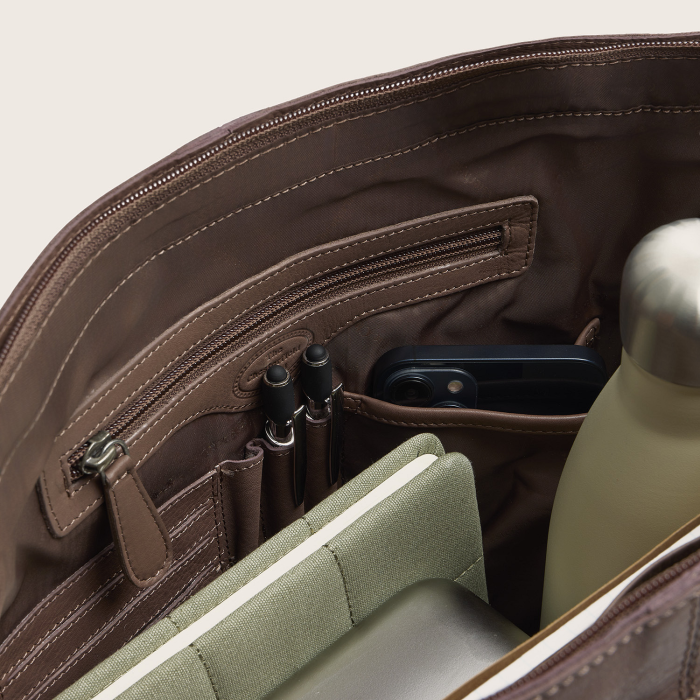 Geanta de umar Astero din piele naturala, The Chesterfield Brand - Taupe inchis [7]