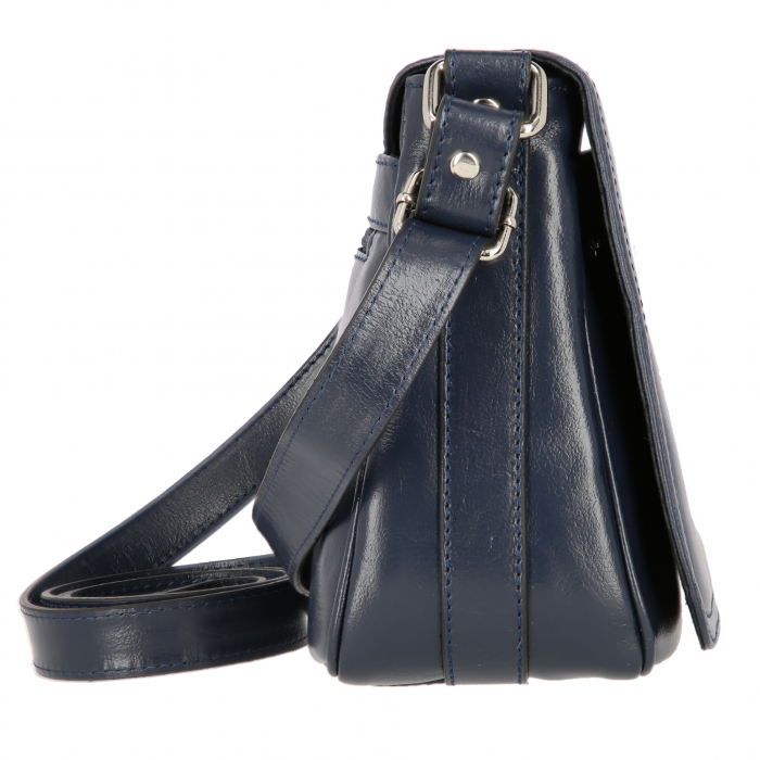 Geanta dama din piele naturala, model 127, de umar si crossbody, Bleumarin cu imprimeu floral [5]