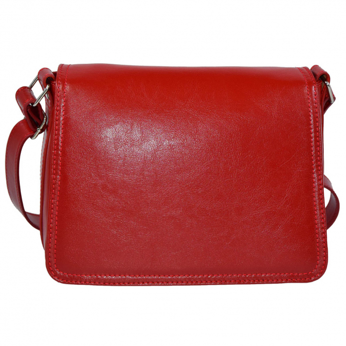 Geanta dama din piele naturala, model 127, de umar si crossbody, Rosu [3]