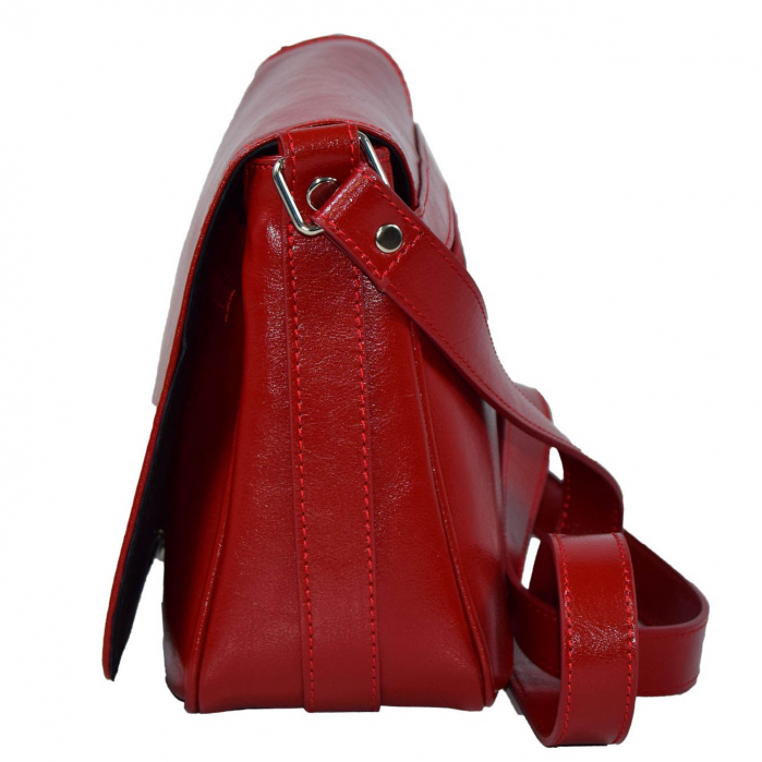 Geanta dama din piele naturala, model 127, de umar si crossbody, Rosu [5]