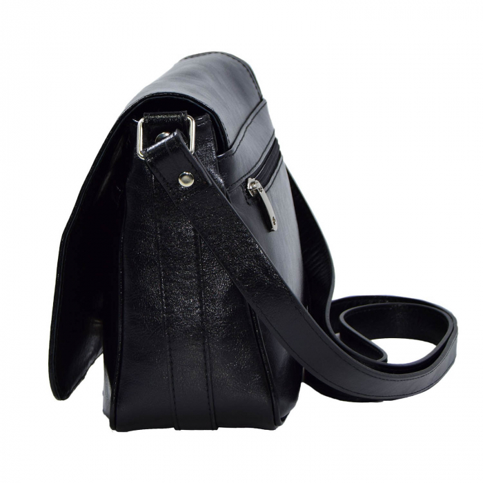 Geanta dama din piele naturala, model 127, de umar si crossbody, Negru [5]