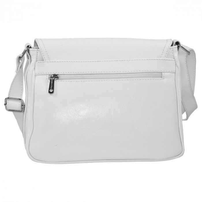 Geanta dama din piele naturala, model 127, de umar si crossbody, Alb [4]