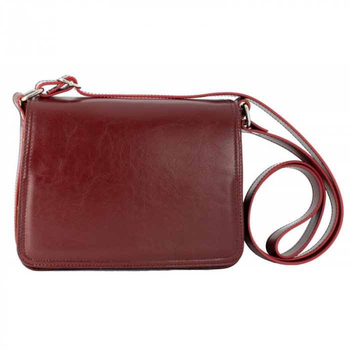 Geanta dama din piele naturala, model 127, de umar si crossbody, Bordo [3]