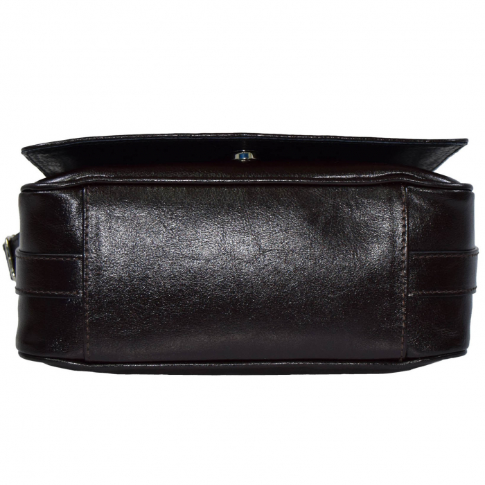 Geanta dama din piele naturala, model 127, de umar si crossbody, Maro inchis [6]