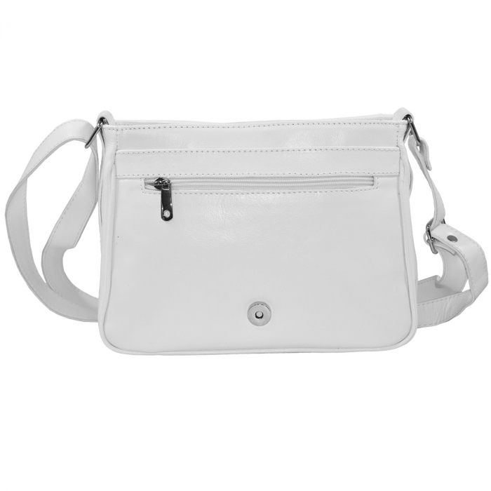 Geanta dama din piele naturala, model 127, de umar si crossbody, Alb [7]
