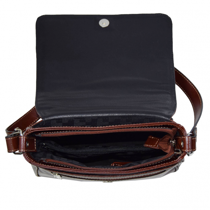 Geanta dama din piele naturala, model 127, de umar si crossbody, Maro coniac [6]