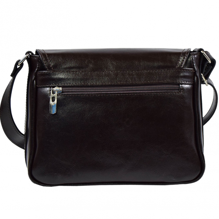 Geanta dama din piele naturala, model 127, de umar si crossbody, Maro inchis [4]