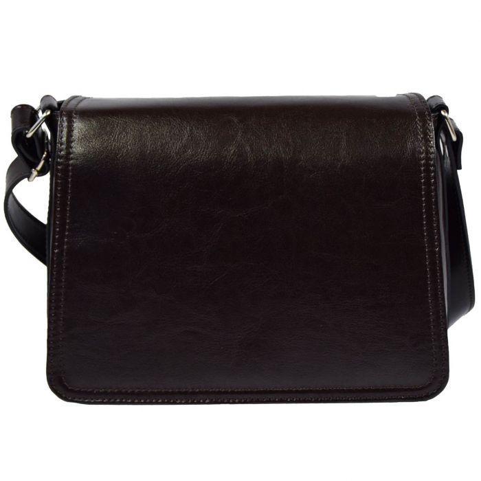 Geanta dama din piele naturala, model 127, de umar si crossbody, Maro inchis [3]