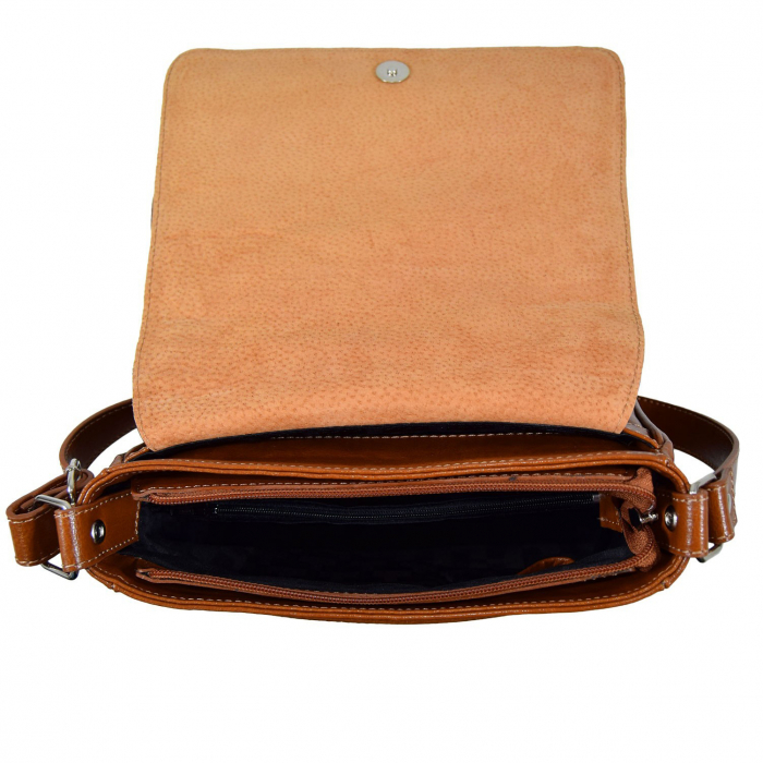 Geanta dama din piele naturala, model 127, de umar si crossbody, Maro tabac [7]
