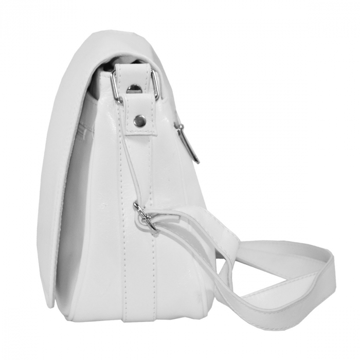 Geanta dama din piele naturala, model 127, de umar si crossbody, Alb [5]