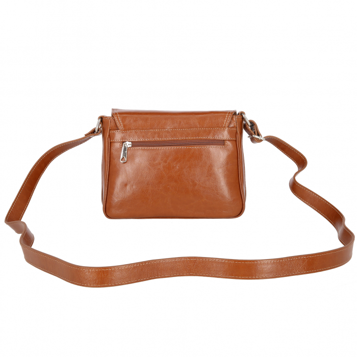 Geanta dama din piele naturala, model 127, de umar si crossbody, Maro tabac [5]