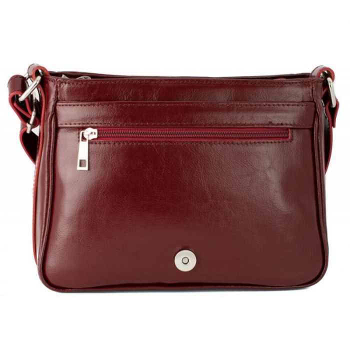 Geanta dama din piele naturala, model 127, de umar si crossbody, Bordo [4]