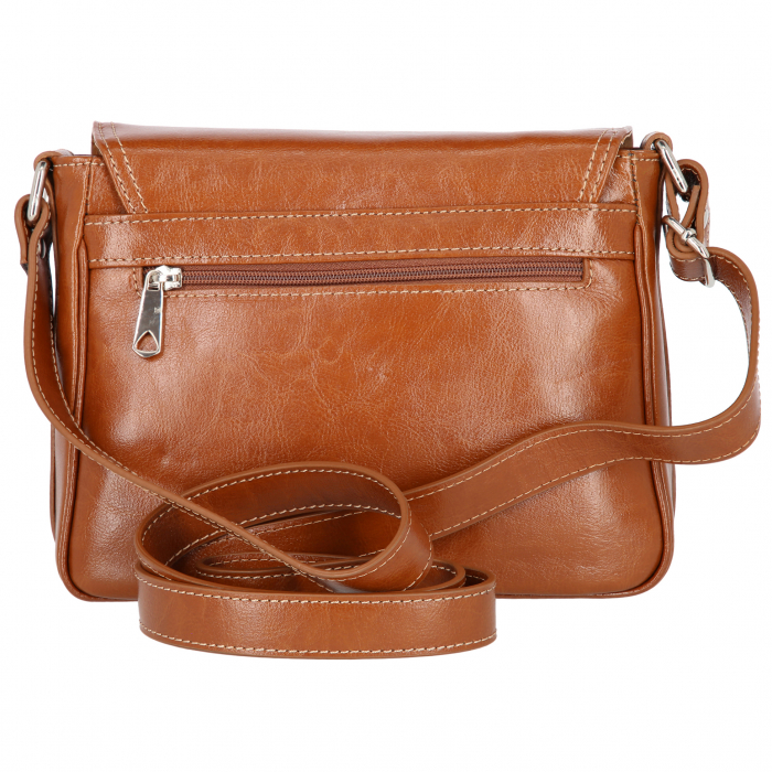 Geanta dama din piele naturala, model 127, de umar si crossbody, Maro tabac [4]