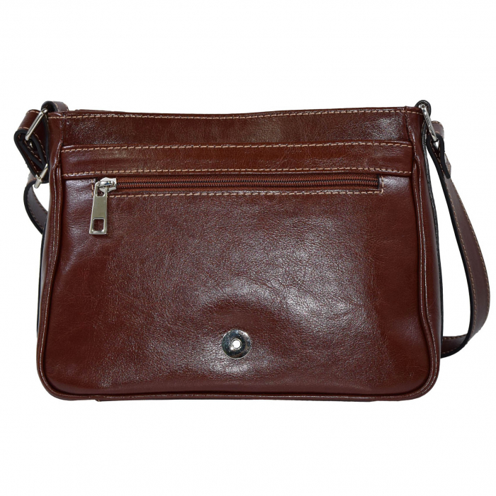 Geanta dama din piele naturala, model 127, de umar si crossbody, Maro coniac [7]