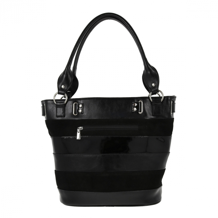 Geanta de dama din piele naturala, model 140, Negru [3]