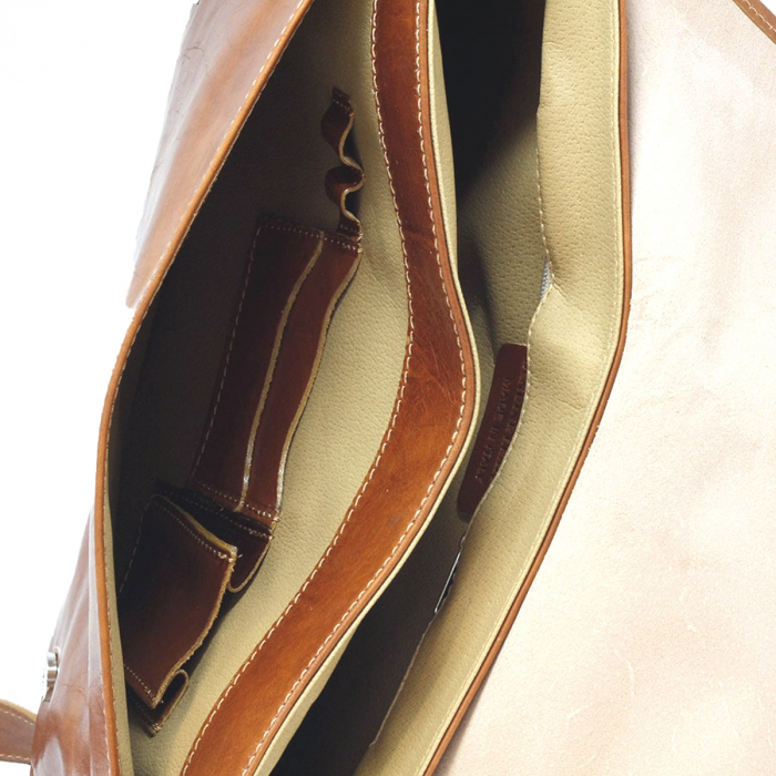 Geanta de umar din piele vachetta maro coniac, unisex S5544 [3]