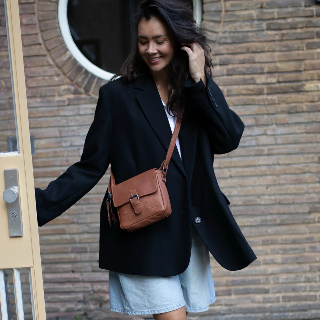 Geanta de umar Primrose din piele naturala, The Chesterfield Brand - Maro coniac [2]