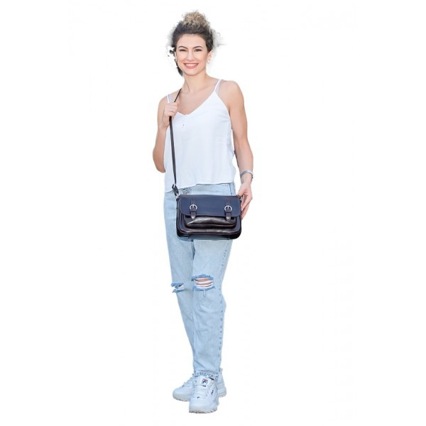 Geanta dama din piele naturala, model 208, crossbody, Bleumarin [2]