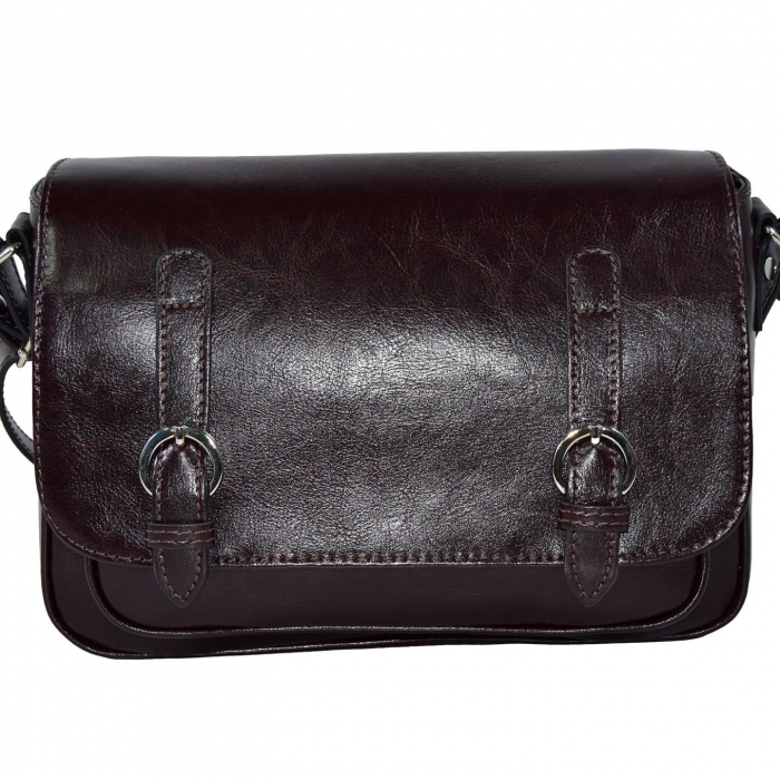 Geanta dama din piele naturala, model 208, crossbody, Maro inchis [3]