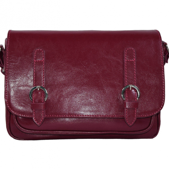 Geanta dama din piele naturala, model 208, crossbody, Bordo [3]