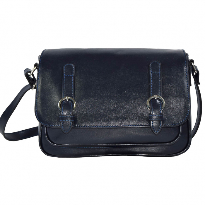 Geanta dama din piele naturala, model 208, crossbody, Bleumarin [3]