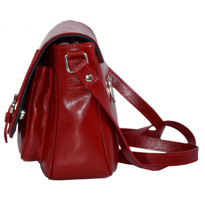 Geanta dama din piele naturala, model 208, crossbody, Rosu [5]