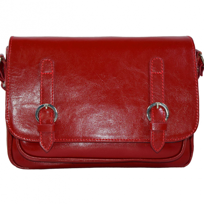 Geanta dama din piele naturala, model 208, crossbody, Rosu [3]