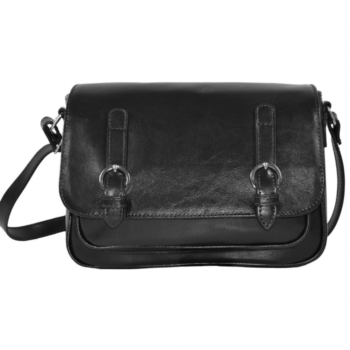 Geanta dama din piele naturala, model 208, crossbody, Negru [3]