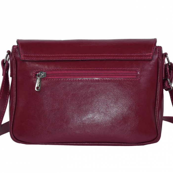 Geanta dama din piele naturala, model 208, crossbody, Bordo [4]