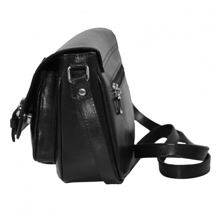 Geanta dama din piele naturala, model 208, crossbody, Negru [5]