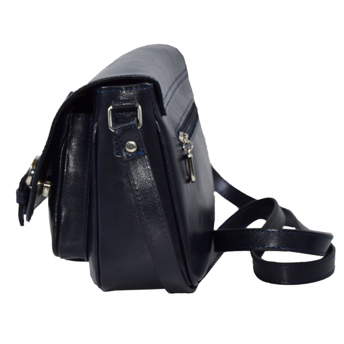Geanta dama din piele naturala, model 208, crossbody, Bleumarin [5]
