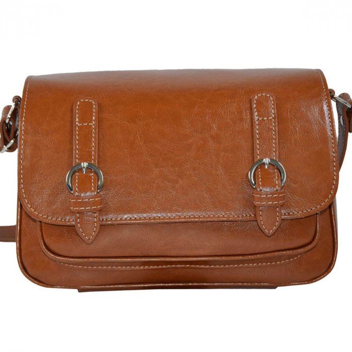 Geanta dama din piele naturala, model 208, crossbody, Maro tabac [3]