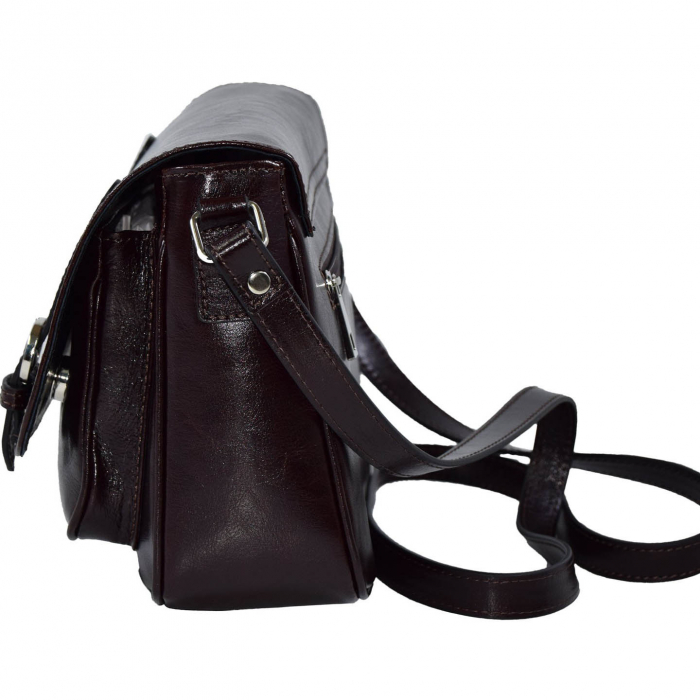 Geanta dama din piele naturala, model 208, crossbody, Maro inchis [5]