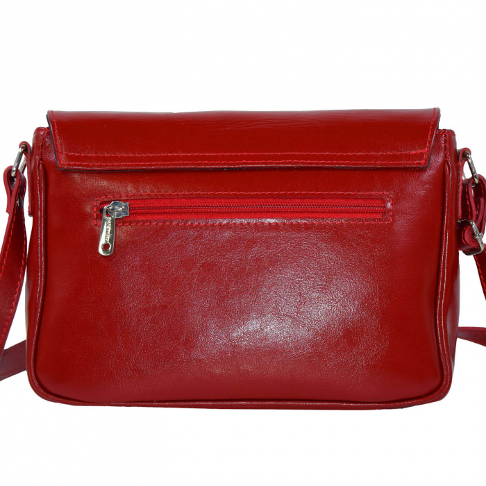 Geanta dama din piele naturala, model 208, crossbody, Rosu [4]