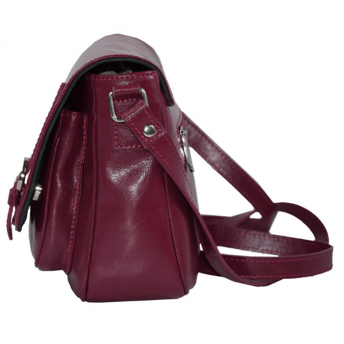 Geanta dama din piele naturala, model 208, crossbody, Bordo [5]