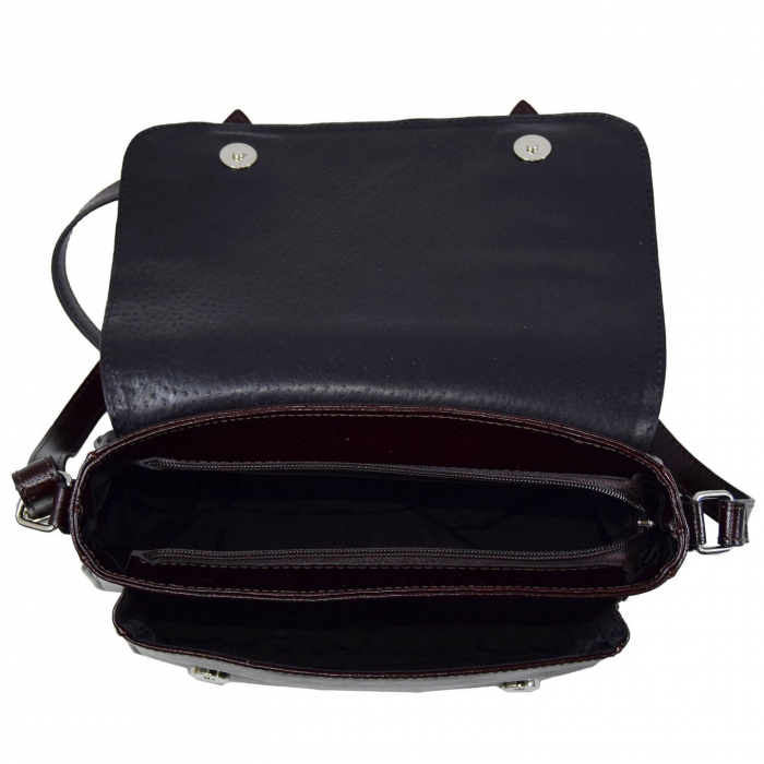 Geanta dama din piele naturala, model 208, crossbody, Maro inchis [7]