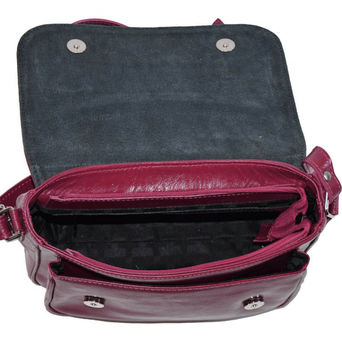Geanta dama din piele naturala, model 208, crossbody, Bordo [7]