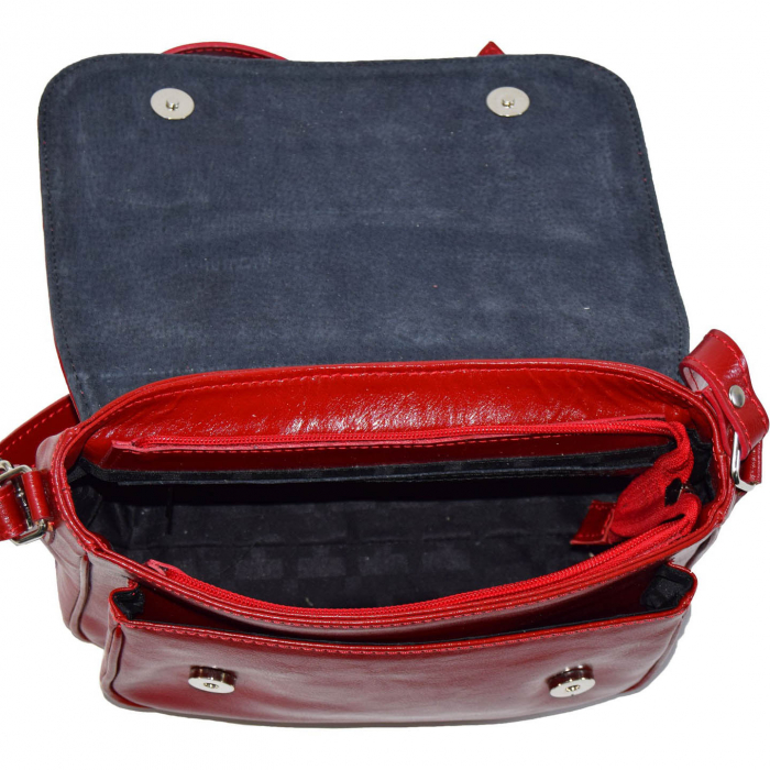 Geanta dama din piele naturala, model 208, crossbody, Rosu [7]