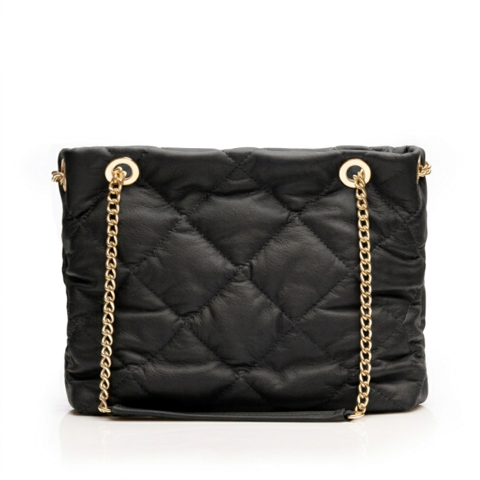 Geanta de umar, piele naturala model matlasat, Negru [3]