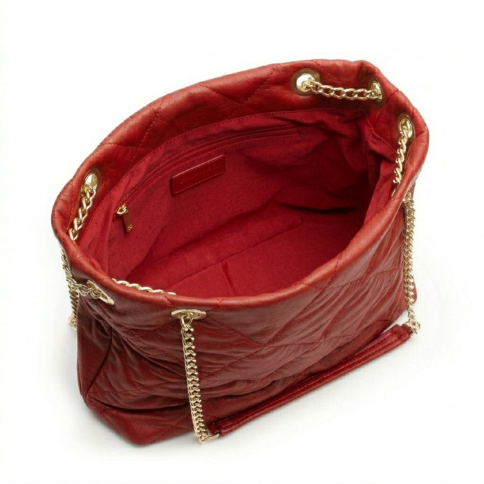 Geanta de umar, piele naturala model matlasat, Rosu [3]