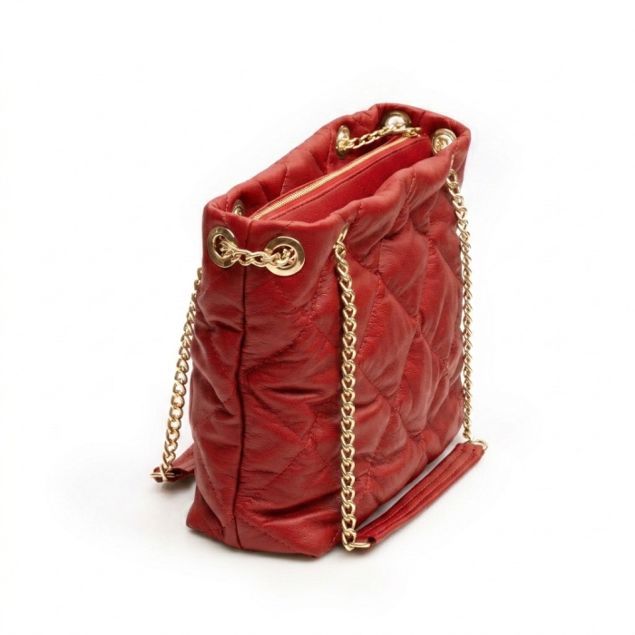 Geanta de umar, piele naturala model matlasat, Rosu [2]