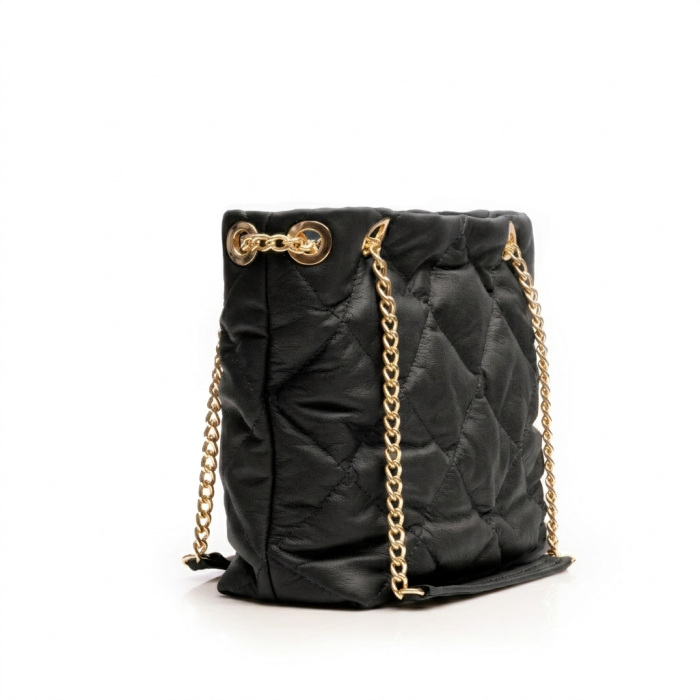 Geanta de umar, piele naturala model matlasat, Negru [6]